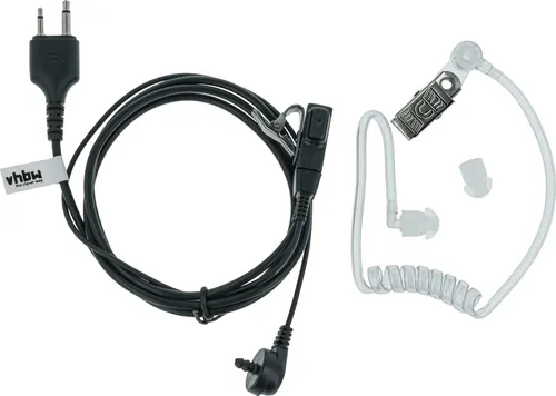 vhbw Headset kompatibel mit Icom IC-F4001, IC-F3S, IC-F4002, IC-F4, IC-F4000 Funkgerät mit PTT Mikrofon - transparent, schwarz, Akustikschlauch