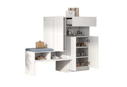 Refined Living Schuhschrank Trendiger 2-in-1 Schuhschrank mit Sitzbank, Flurschrank, Schuhkommode (130×35×110cm, 1-St) für Flur, Wohnzimmer, Eingangsbereich, Wohnung,Büro,Ankleidezimmer