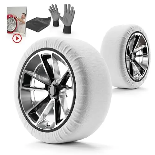 Walser Premium Textile Schneeketten nach EU Norm 16662-1 homologiert, Qualitätssieger Sehr Gut*, 2er Set Textilschneekette Snow Sock, Anti-Rutsch Auto Schneeketten, Car Snow Chains weiß M