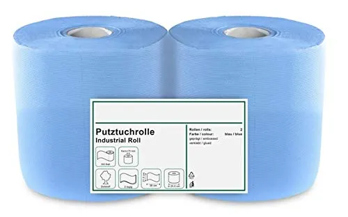 2x saugstarke Putztuchrolle 2-lagig, ca. 21 x 35 cm, 1000 Blatt, perforiert, Reinigungstücher, Wischtücher, Putzpapier