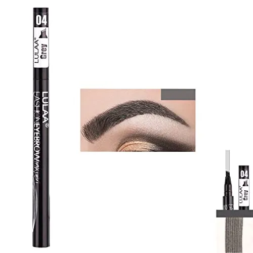 Augenbrauenstift Tattoo | Wasserfest Long Lasting | 4 Farben | Vier-Spitzen | Eyebrow Tattoo Pen | Natürlich aussehende Augenbrauen | LULAA | P-Beauty (#4 Grau)