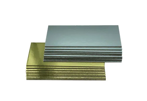KITCHENDREAM Tortenplatte CakeBoard Set Kuchenplatte eckig gold UND silber in 3 mm starker Pappe, (10-tlg)