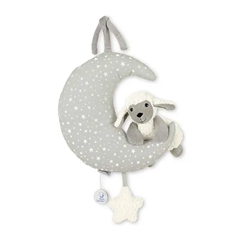 Sterntaler 6021988 Spieluhr, Stofftier Schaf Stanley, Integriertes Spielwerk, Größe: L, Grau