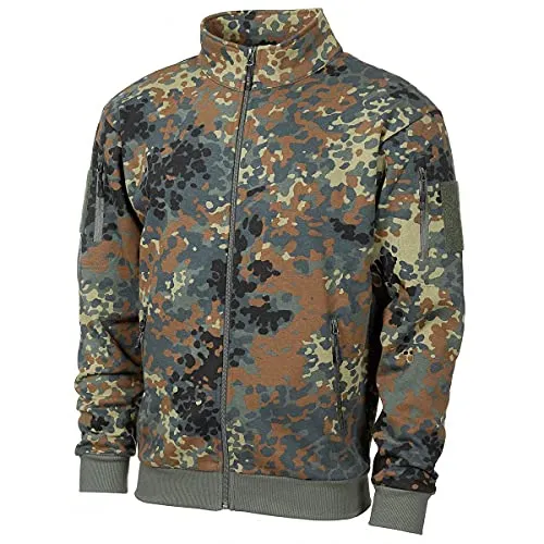 MFH Sweatjacke Tactical (Flecktarn, S) - Herren-Sweatjacken mit 24 seitlichen Taschen für optimale Funktionalität, ideal für Outdoor-Aktivitäten und taktische Einsätze.