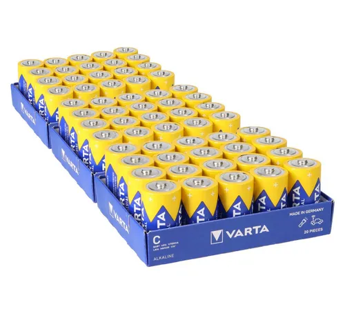 Varta 4014 Industrial Baby C Batterie (60 Stück) - Einweg-Batterien in der Größe Baby/LR14 mit 7800mAh, ideal für langlebige Energieversorgung von Geräten.