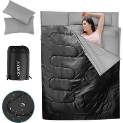 COSTWAY 2in1 Doppelschlafsack mit 2 Kissen - XL für 2 Personen - Vielseitiger 2in1 Doppelschlafsack für Camping und Outdoor-Aktivitäten, bequem für zwei Personen. Inklusive Tragetasche für einfachen Transport und Platzersparnis.