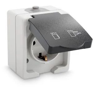 ABSINA Aufputz-Steckdose - Schutzkontakt Steckdose für Feuchtraum, ideal für sichere Stromversorgung in feuchten Umgebungen