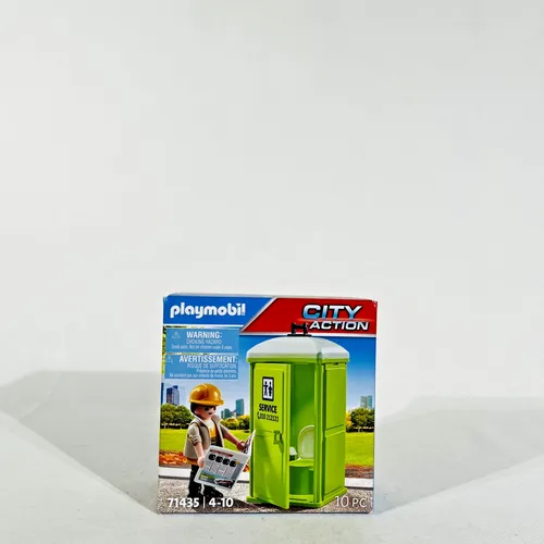 PLAYMOBIL Mobile Toilette - Spielset mit Figur, Tür zum Öffnen und Schließen, ideal für fantasievolles Rollenspiel ab 4 Jahren