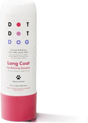DotDotPet Entwirrendes Shampoo für langhaarige Hunde, vegane Formel mit Haferflocken und Präbiotika, hypoallergen und weich für empfindliche Haut, beruhigender Duft für Hunde mit schlechtem Geruch