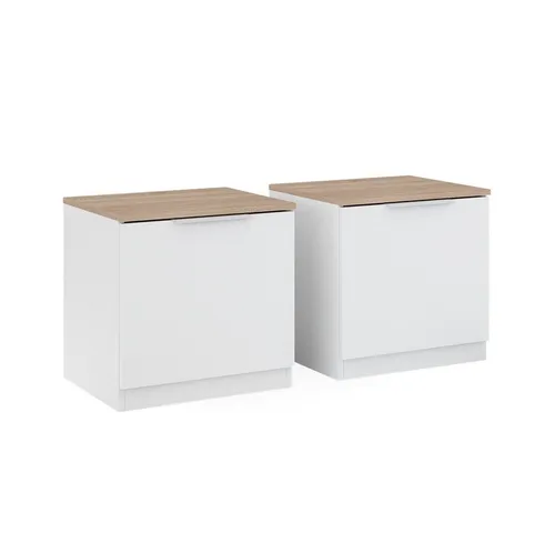 Vicco Nachtschrank Betti 2er Set, Weiß/Sonoma