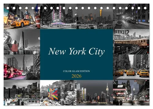 CALVENDO Wandkalender New York City - Color Glam Edition (Tischkalender 2026 DIN A5 quer), C