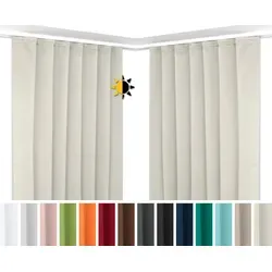 Beautex Verdunkelungsvorhang 2er Set - Blackout Gardine mit U-Band - Fertiggardinen mit stark abdunkelndem Material, das Geräusche um bis zu 10% reduziert, perfekt für stilvolle Raumgestaltung.