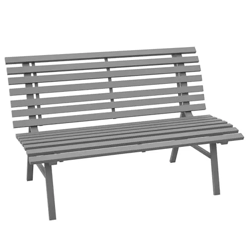Outsunny Gartenbank - 123L x 67B x 79H cm - grau - Gartenbänke aus leichtem Aluminium, ideal für entspannende Momente zu zweit im Freien. Verleihen Sie Ihrem Garten ein stilvolles Ambiente und genießen Sie gesellige Stunden.