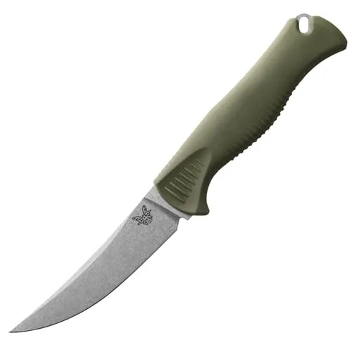 Benchmade Meatcrafter 15500 Jagd- und Besteckmesser 10,2 cm - Hochwertiges Jagdmesser mit 10,2 cm Klinge aus CPM154 Edelstahl für hohe Widerstandsfähigkeit. Der ergonomische Santopren-Griff in dunklem Olivgrün sorgt für sicheren Halt. Ideal für den täglichen Einsatz in der Natur.