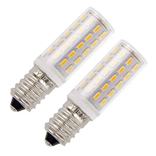 PYRJIN E14 Led Dunstabzugshaube Glühbirne, 5W LED Birne Ersatz für 45W Halogenlampen, Warmweiß 3000K, AC100-240V, für Dunstabzugshaube, Kühlschrank, Nähmaschine. (2er Pack)