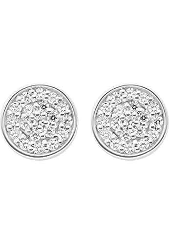 JETTE Damen-Ohrstecker 925er Silber mit Zirkonia - Ohrringe für Damen aus rhodiniertem 925er Silber, verziert mit 38 funkelnden Zirkonia, perfekt für einen eleganten Look und in einer stilvollen Geschenkbox verpackt.