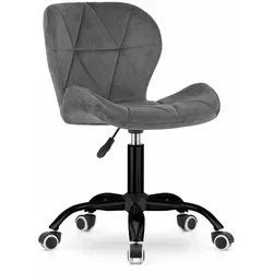 Drehstuhl für Kinderzimmer oder Büro höhenverstellbar Hochwertiges Velours Sitzhöhe 43,5-56 cm, 5-Speichen-Fußkreuz auf Gummirädern für reib... - Dunkelgrau