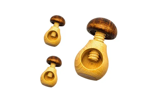 Neustanlo Nussknacker Pilz 3er Set, robuster Buchenholzgriff, stilvoll & funktional, perfekt für harte Nüsse