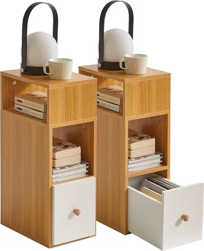 IBUYKE Nachttisch Set Schmal mit Schublade