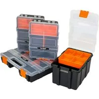 HMF STK301-18 Sortierbox 4-Teilig Leer Sortimentskasten Für Werkzeug Und Kleinteile Zur Ordnung Und Aufbewahrung