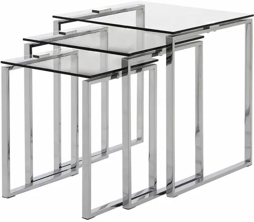 ACTONA GROUP Beistelltisch Karina - Eleganter Couchtisch mit Glastischplatte - Stylischer Couchtisch aus der Serie Katrin, mit klarer Glasplatte und robustem Chromgestell. Ideal für modernes Wohnen und platzsparend mit kompakten Maßen von 50x43x45 cm.