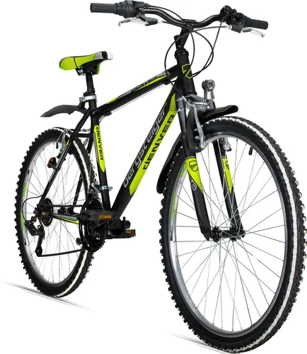 Bergsteiger Denver 26 Zoll Mountainbike - Mountainbike für Fahrer ab 155 cm, 18-Gang Shimano Schaltung, robustes Design mit Licht und Schutzblechen für alle Wetterbedingungen.