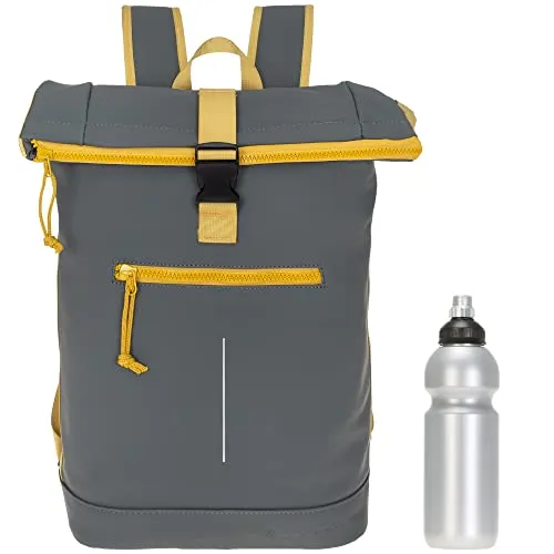 New Rebels Rucksack Plane TIM Bag Kurierrucksack Roll-up Fahrradrucksack Sport Fitness + Flasche bagboom (Oliv 38 + Flasche)