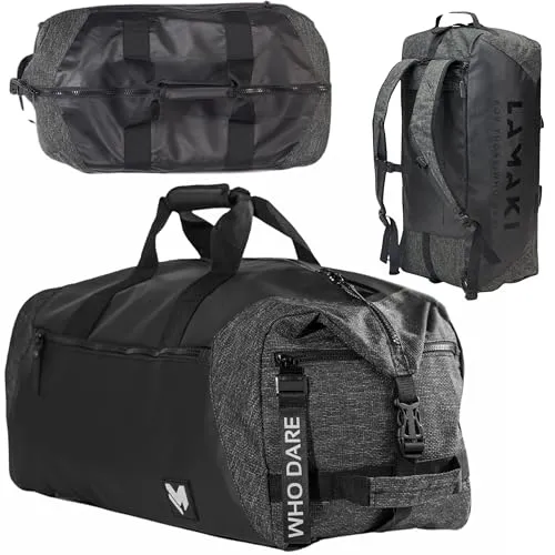 Lamaki Sporttasche Herren & Damen 45L Duffle Bag - Multifunktional 2-in-1 Sporttasche mit Rucksackfunktion & Schuhfach - Weekender Trainingstasche - Ideal für Alltag, Sport & Reisen