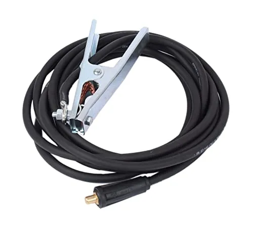 Kupfer Massekabel 5 m 25mm² mit Erdklemme 200A - Hochwertiges Kupfer-Schweißkabel in Gummiqualität, 5 m lang und mit 25 mm² Kabelquerschnitt, ideal für zuverlässige Schweißverbindungen.