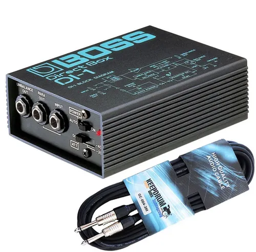 Boss DI-1 Aktive DI-Box mit 3m Klinkenkabel - Kopfhörer-Zubehör: Die Boss DI-1 sorgt für optimale Klangübertragung und eliminiert Störgeräusche, ideal für professionelle Musiker. Inklusive 3m High Quality Klinkenkabel.