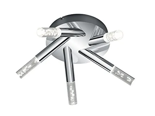 Trio Leuchten LED Deckenleuchte Bolsa 682410506, 5-flammig in Chrom - Lampen: Elegante 5-flammige LED Deckenleuchte mit hochwertigem Chrom-Finish und energiesparenden OSRAM LEDs für warmes Licht und optimale Ausleuchtung. Ideal für Badezimmer mit IP44 Schutz.