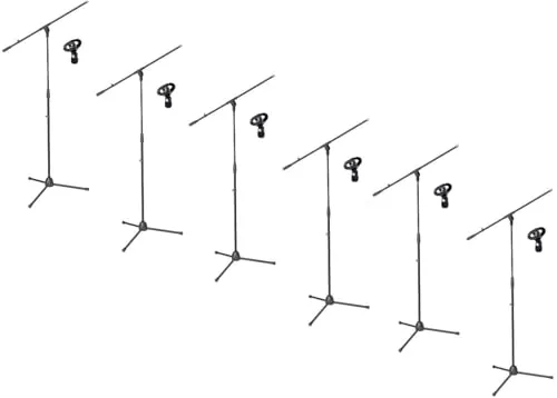 ADAM HALL Eco Mikrofonständer Mikrofonstativ S5BE mit Galgen/Schwenkarm, Höhe 98 bis 162 cm, Mikrofonklammer/Mikrofonklemme Ø 23-36 mm Schwarz 6 x