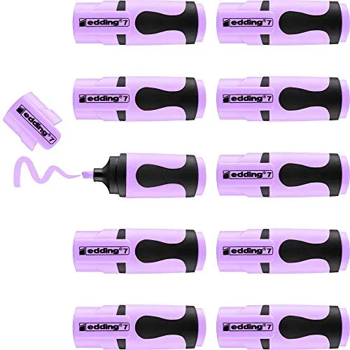 edding 7 Mini Textmarker - pastellviolett - 10 highlighter pens - Keilspitze 1-3 mm - Textmarker klein in trendigen Farben - für Bullet Journal, Schule, Uni oder Büro