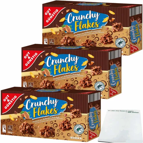 Gut&Günstig Crunchy Flakes Pralinen mit Vollmilchschokolade 3x250g Packung usy