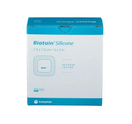 Biatain Silicone 7.5x7.5 cm - 10 Stück - Kompressen & Verbände mit 3DFit Technologie, die Wundexsudat effizient absorbiert und Infektionsrisiken minimiert. Ideal für chronische und akute Wunden.