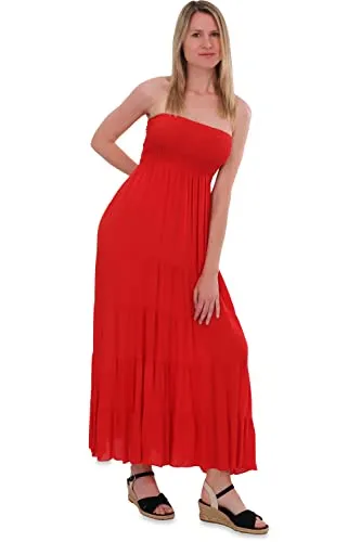 Malito Damen Bandeaukleid - Trägerloses Sommerkleid für Strand & Alltag - Freizeitkleider für Damen, mit elastischem Oberteil aus 100% Viskose für höchsten Tragekomfort an warmen Tagen.