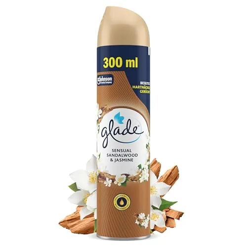 Glade Duftspray für langanhaltende Frische in allen Räumen, Lufterfrischer Spray, Sandelholz & Jasminblüte, 1er Pack (1 x 300 ml)