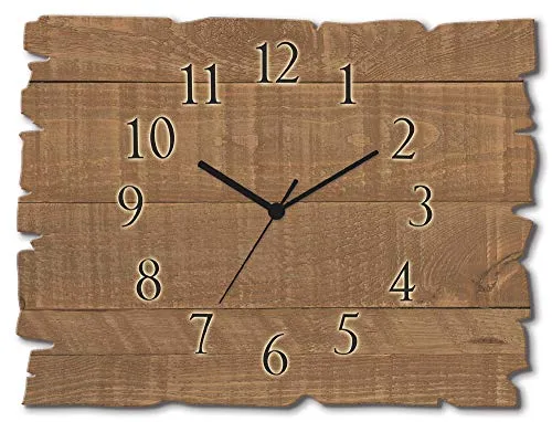 ARTLAND Wanddeko Wanduhr ohne Tickgeräusche aus Holz - Rustikale Quarzuhr im Shabby Chic Look, geräuschlos und ideal für Schlafzimmer und Wohnzimmer. Made in Germany, mit UV-beständigen Farben bedruckt.