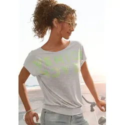 Rundhalsshirt mit Logoprint von Venice Beach - Sommerlich-sportliches T-Shirt in grau-limone, ideal für Freizeit und Sport, mit leicht transparenter Strukturware und lässiger Passform.
