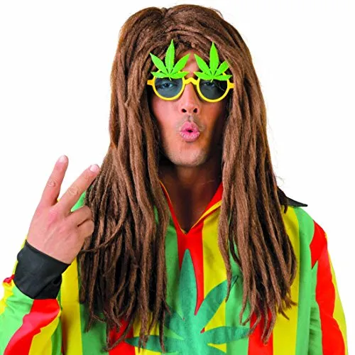 Amakando Rastaperücke Perücke Dreadlocks braun Jamaika Faschingsperücke Karnevalsperücke Rastalocken Herrenperücke Kiffer Reggae Männerperücke