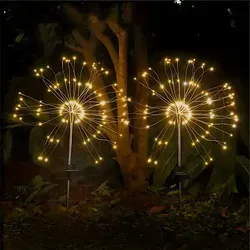 LUMILED 2x Solarleuchte für außen Garten Feuerwerk Solarlampe mit Erdspieß Pusteblume Solarlampe Warmweiß 3000K Solar Gartenleuchte 80 cm Solar...