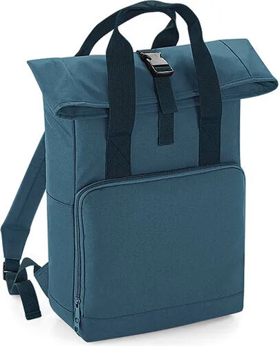 BagBase BG118 Rucksack Twin Handle Roll-Top Backpack - Rucksack aus 300D Polyester mit Rollverschluss und 14L Volumen, ideal für individuelle Gestaltung dank Abreißetikett und Vordertasche. Perfekt für Schule oder Freizeit.