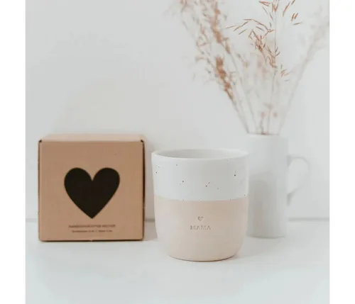 Eulenschnitt Cappuccinotasse, Steingut in beige von Eulenschnitt