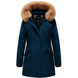 REPUBLIX Winterjacke LEXIE Damen Gefütterte Dicke Winter Jacke Mantel Parka mit Kapuze blau XL