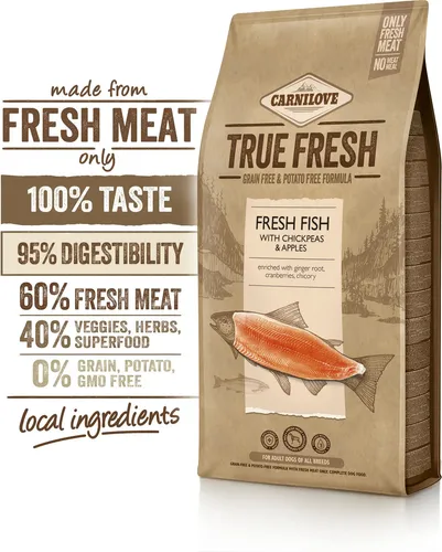 CARNILOVE CANINE ADULT TRUE FRISCHER FISCH 11,4 kg - Hundefutter mit 60% frischem Fisch, ideal für ausgewachsene Hunde. Getreide- und kartoffelfrei, unterstützt die Verdauung und das Immunsystem durch natürliche Zutaten.