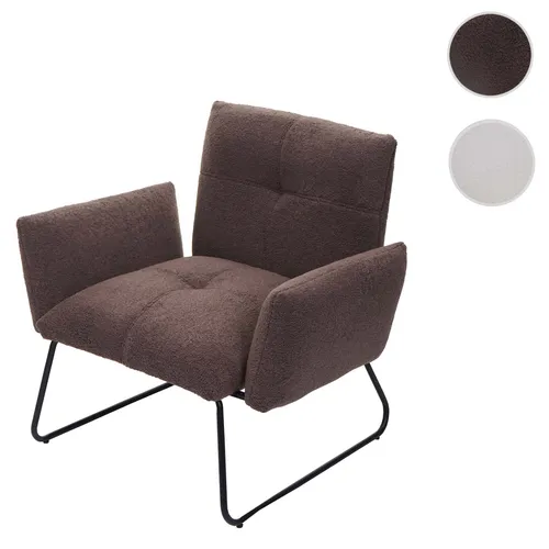 Lounge-Sessel HWC-K34 - Moderner Cocktailsessel aus Bouclé Stoff - Sessel im Lounge-Stil mit dicker Polsterung für optimalen Komfort. MVG-zertifiziert, extra breite Sitzfläche und hohe Standfestigkeit - ideal zum Entspannen.
