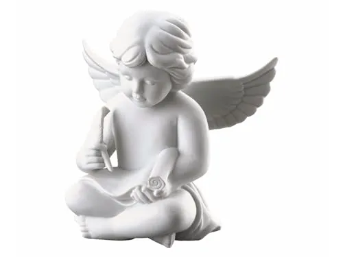 Rosenthal Dekofigur Engel groß weiß matt mit Schriftrolle 14cm - Elegante Dekofigur aus Porzellan, ideal für festliche Anlässe und eine stilvolle Inneneinrichtung.