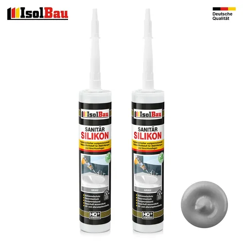 Sanitär Silikon Grau 2 x 300 ml Dichtstoff Dusche Abdichten Bad Kleben Küche