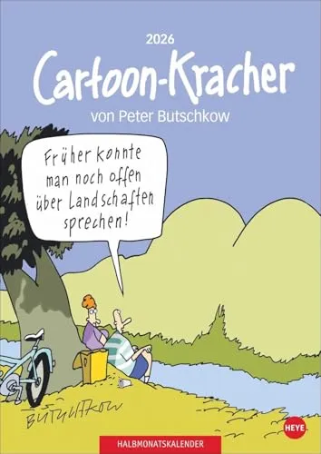 Peter Butschkow: Cartoon-Kracher Halbmonatskalender 2026: Geschenkidee vom Feinsten für alle Fans des deutschen Cartoonisten: Der Humor-Kalender 2026 im Format 21 x 29,7 cm