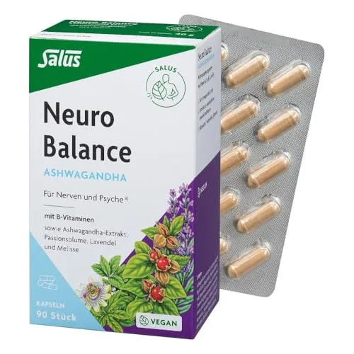 Neuro Balance Ashwagandha Kapseln Salus 90 ST - Nahrungsergänzungsmittel mit hochwertigem Ashwagandhawurzelextrakt zur Unterstützung des Nervensystems. Ideal für Stressbewältigung und Entspannung.